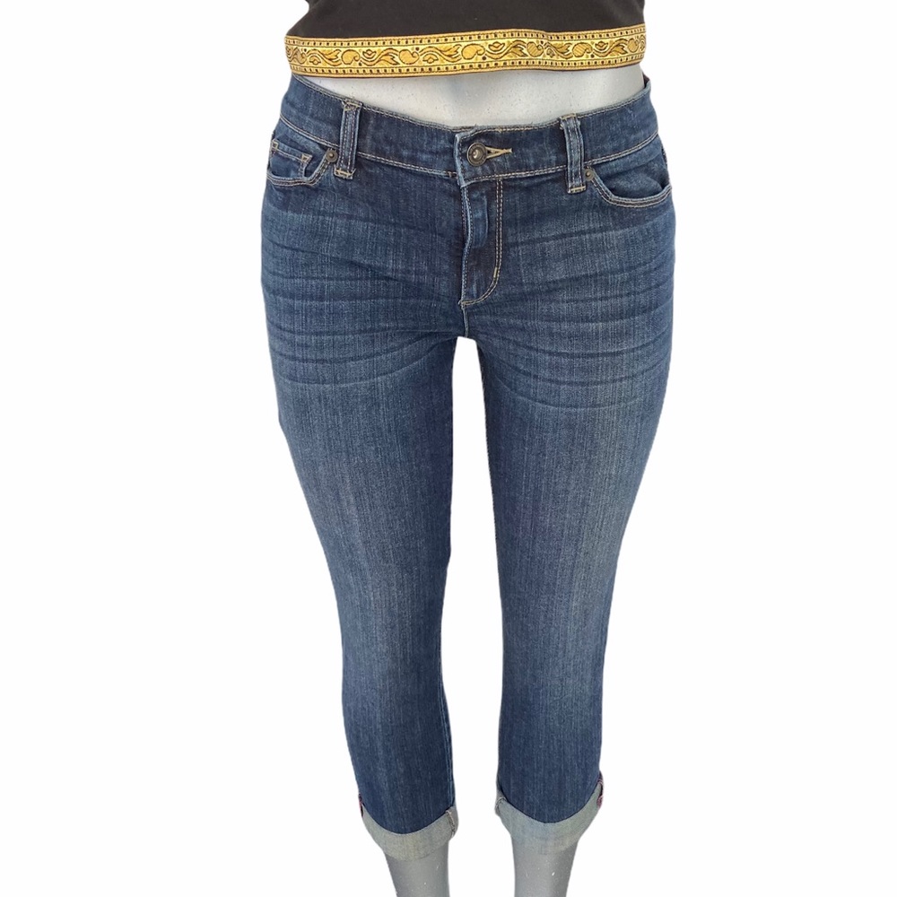 Liz Claiborne Capri Jeans Skinny Boyfriend City Fit Stretch Cropped Cuffed Sz 4P